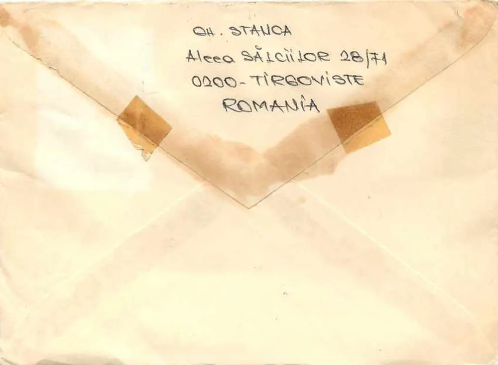Românească kartka pocztowa — znaczek 'Artă Populară' — odbiorca w Jugosławii - Rewers