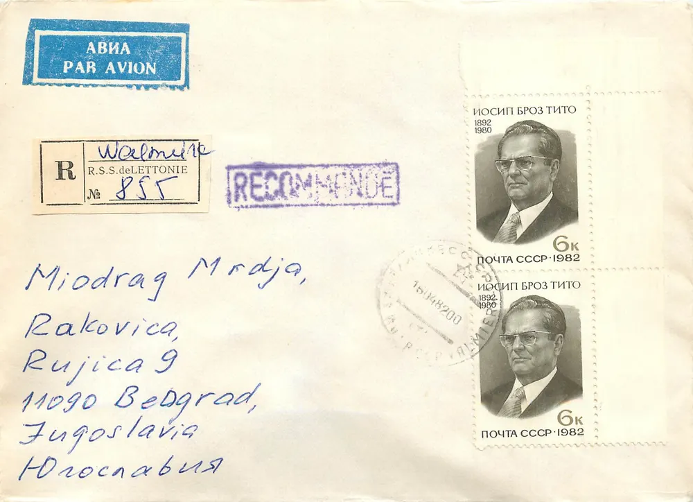 Jugoslawien — Gedenzoll für Josip Broz Tito — Lettland - Vorderseite