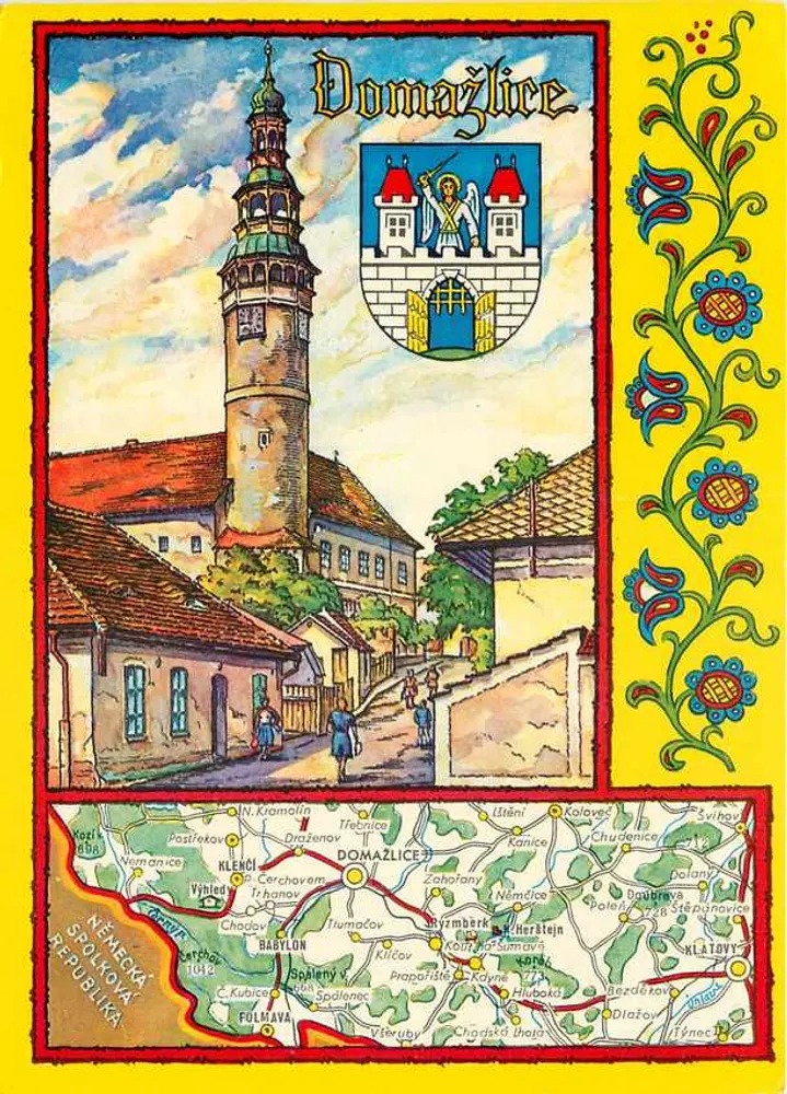 Domažlice — tour do castelo de Chodský — editor Orbis, série 162-506 - Frente