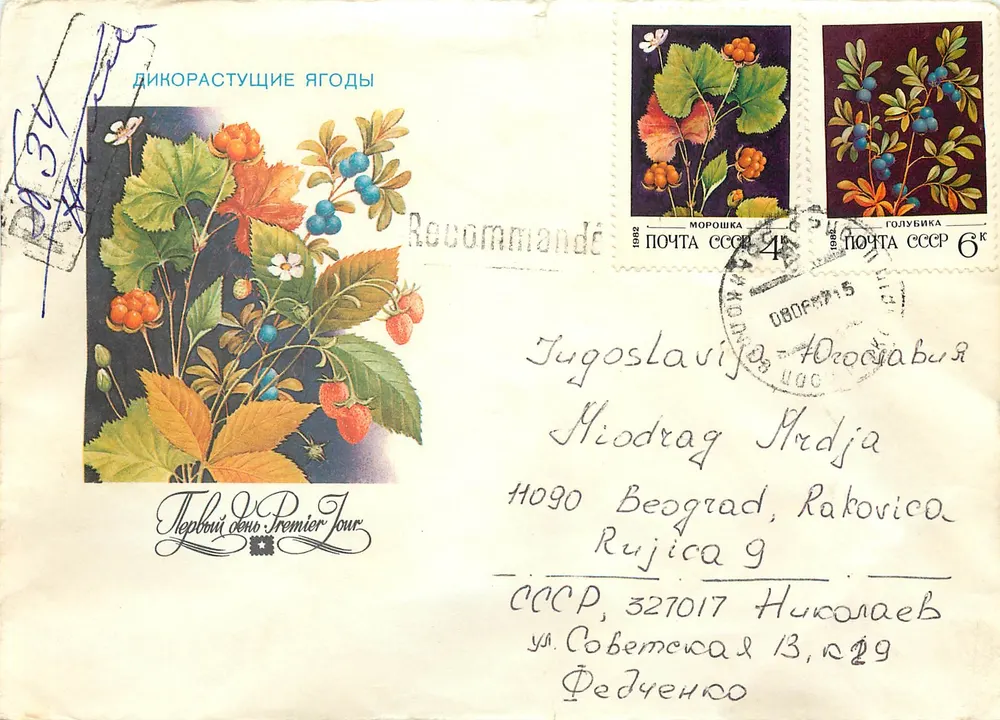 Frutas selvagens — Dikorastushchie yagody — Ministério dos Correios e Telecomunicações da URSS, n° 689 - Frente