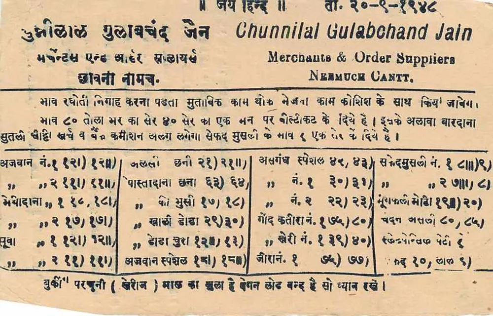 भारतीय पोस्टकार्ड — डेवनागरी लिपि में लिखा टेक्स्ट — गंतव्य शाहपुरा (राजस्थान) — 9 पैंसे के टिम्बर - पीछे
