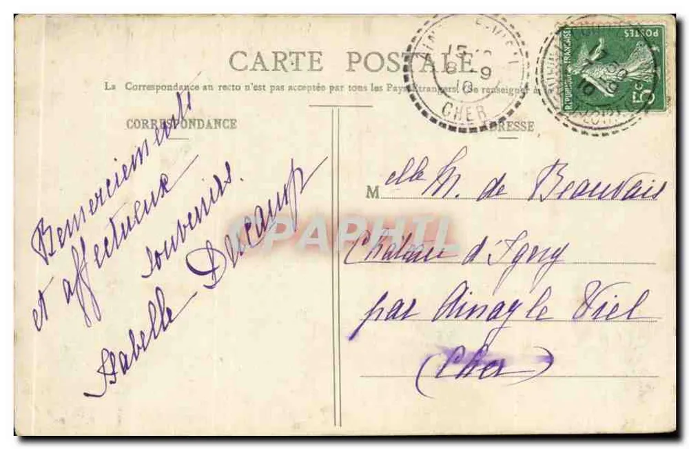 Saumur - O Castelo — n°9 — editor não identificado - Verso