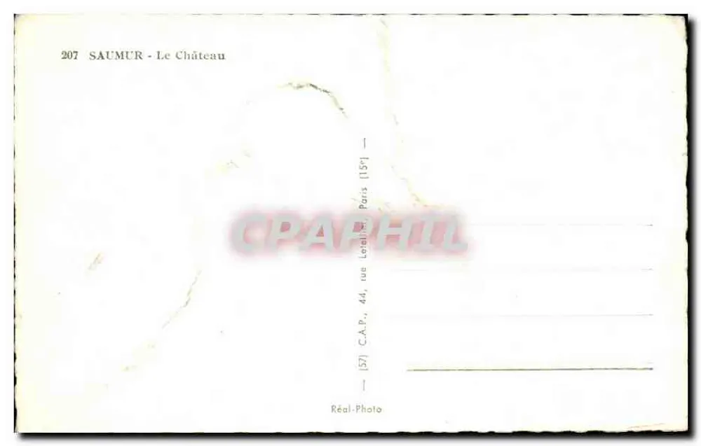 Saumur - O Castelo — série 207 — Réal-Photo, Paris - Verso
