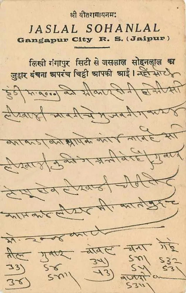 Estado de Jaipur — Cartão Postal — Editor: Estado de Jaipur, número de série não visível - Verso
