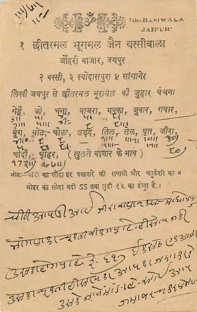 जैपुर राज्य — दौसा एस.ओ. — पोस्टकार्ड साथ टिम्बर 1/2A - पीछे