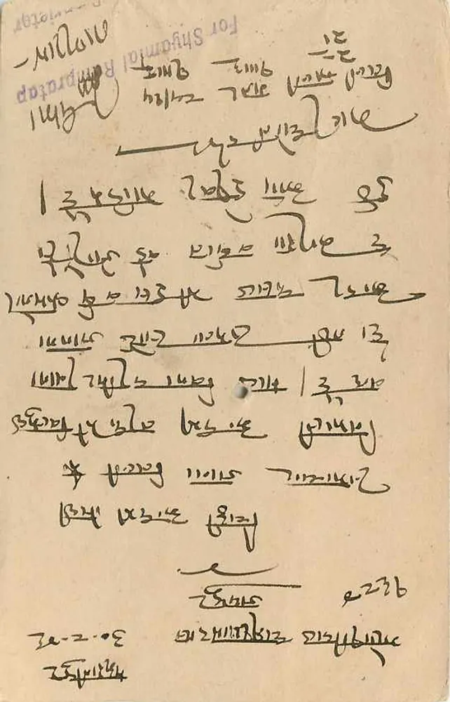 Carta postal indiana — Mandato telegráfico — Shyam Lal Rampratap, Mauranipur - Verso