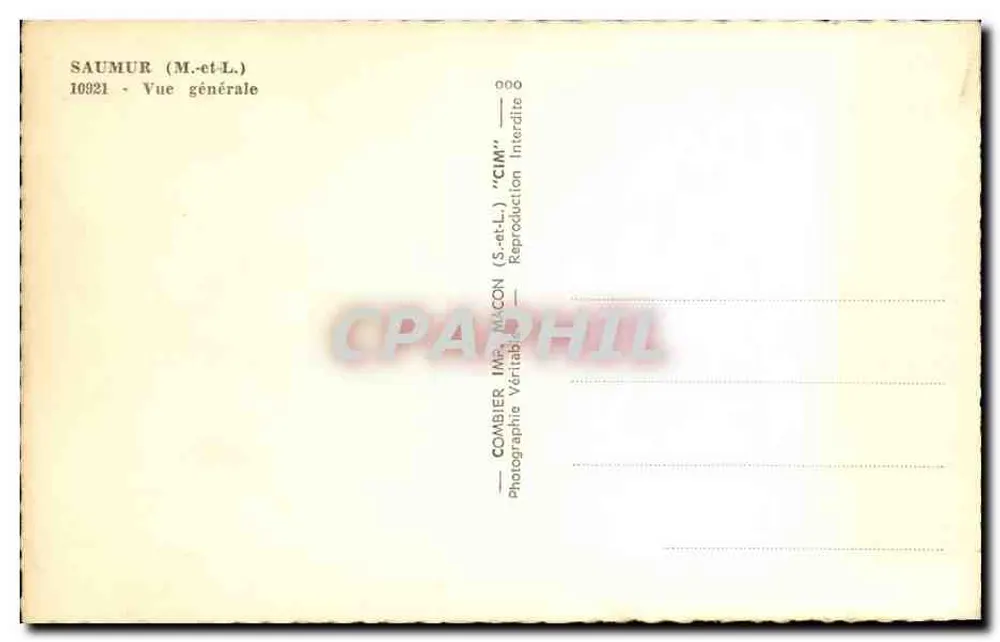 Saumur (M.-et-L.) — Vista geral — Combier Imprimerie Photographe - Verso