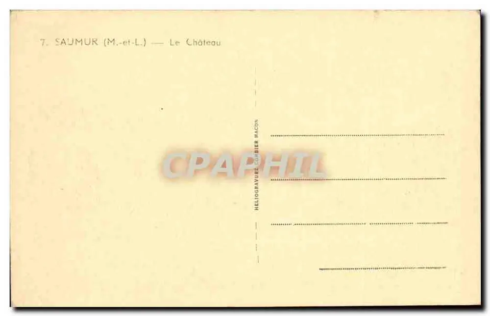 Saumur (M.-et-L.) — O Castelo — Héliogravure Bier Macon n°7 - Verso