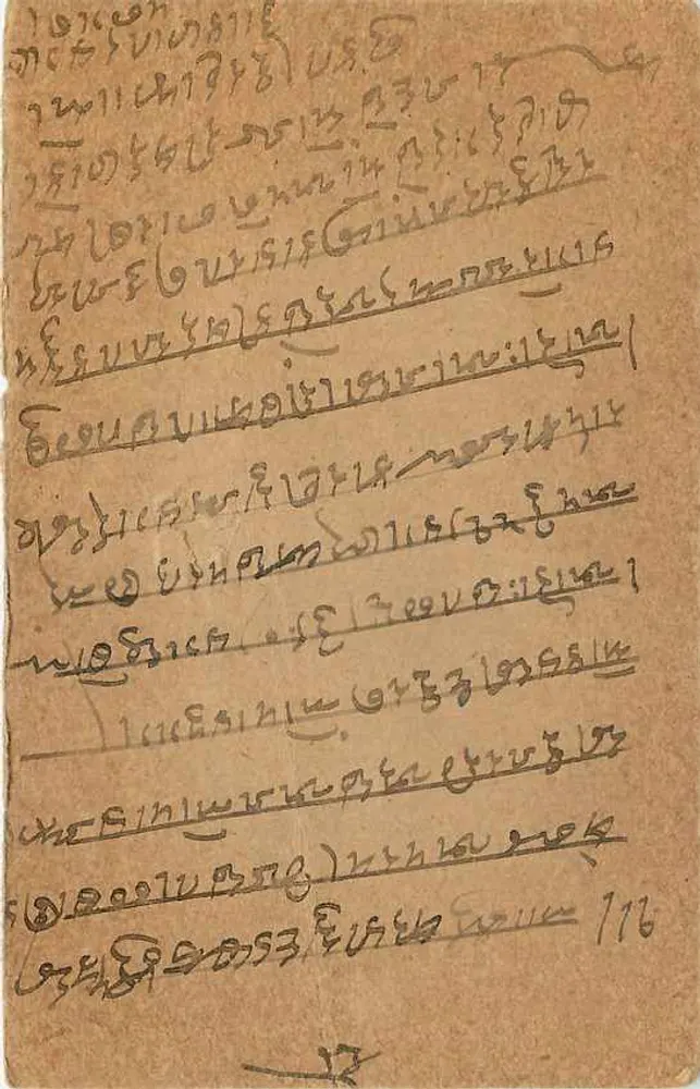 Antieke ansichtkaart van het staatsgebied Bharatpur — schrift in lokale taal — onbekende uitgever - Achterkant