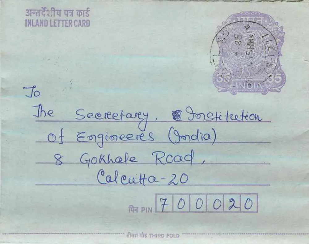Carta postal interna indiana — Gandhi — editor não visível - Frente
