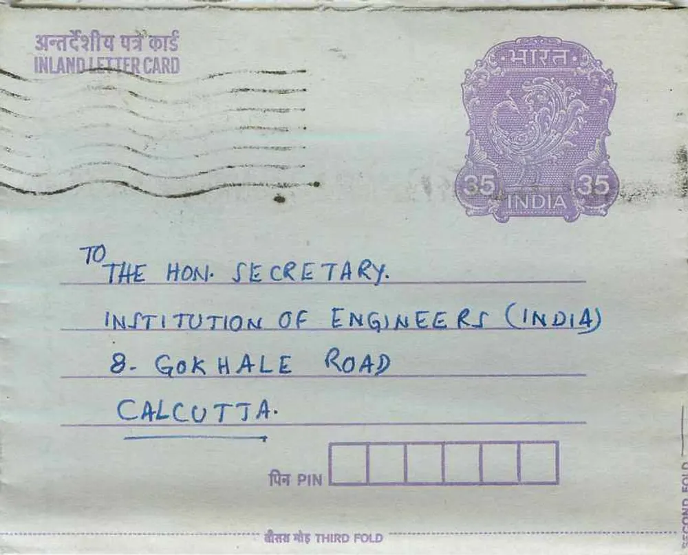 Calcutta — Carte postal interior indiana — editor: India Post, n° de série: 35 - Frente