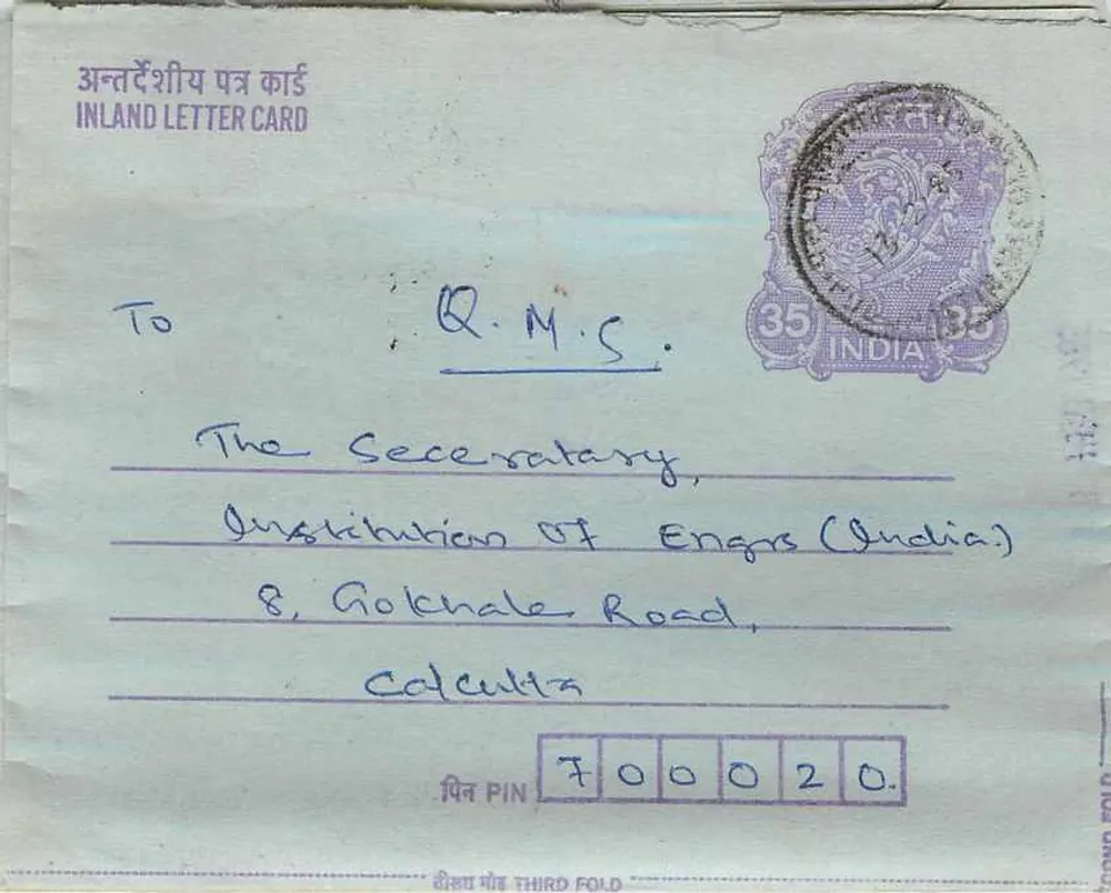 Calcutta — Carta postal interna indiana — editor não visível - Frente