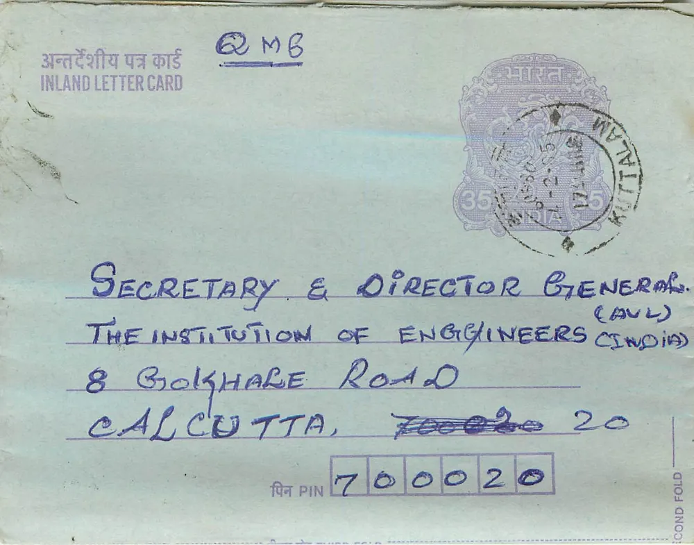 Carta postal interna indiana — Gandhi — editor: India Post, número de série não visível - Frente