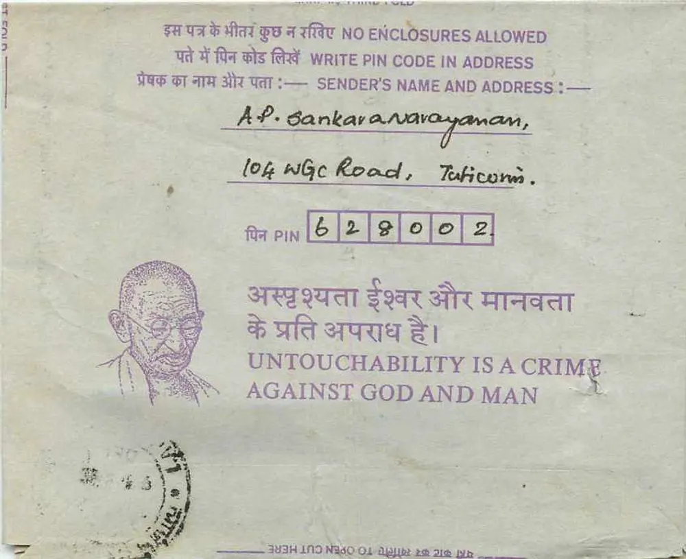Carta postal interna indiana — Gandhi — Institution of Engineers (India) — Calcutá - Verso