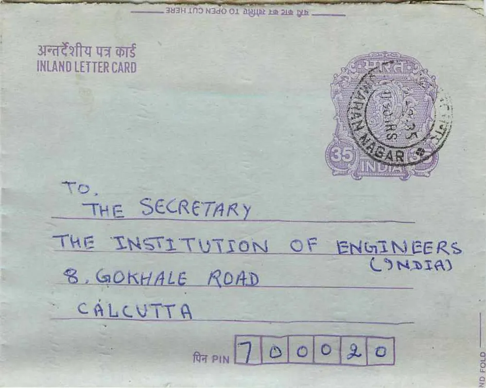 Carta postal interna indiana — texto anti-untouchabilidade — editor não visível - Frente