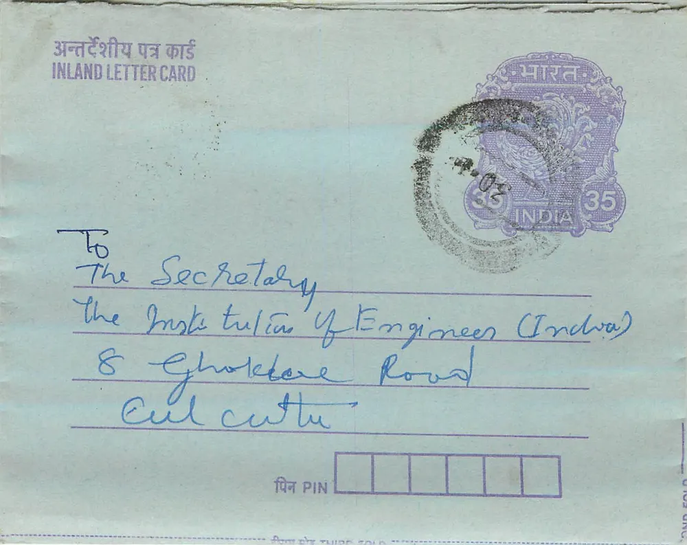 Carta postal interna indiana — texto anti-untouchabilidade — editor: India Post - Frente
