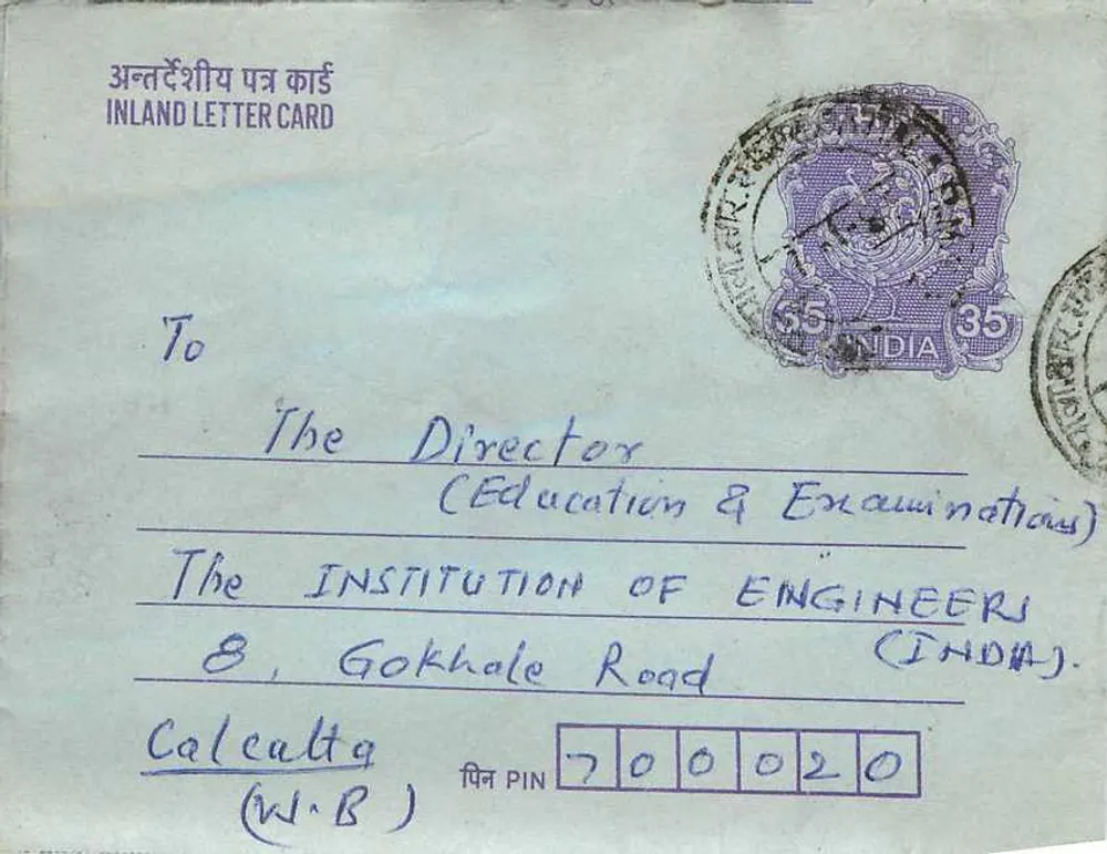 Carta postal interna indiana — Gandhi — Karanjeet Singh, Patiala - Frente