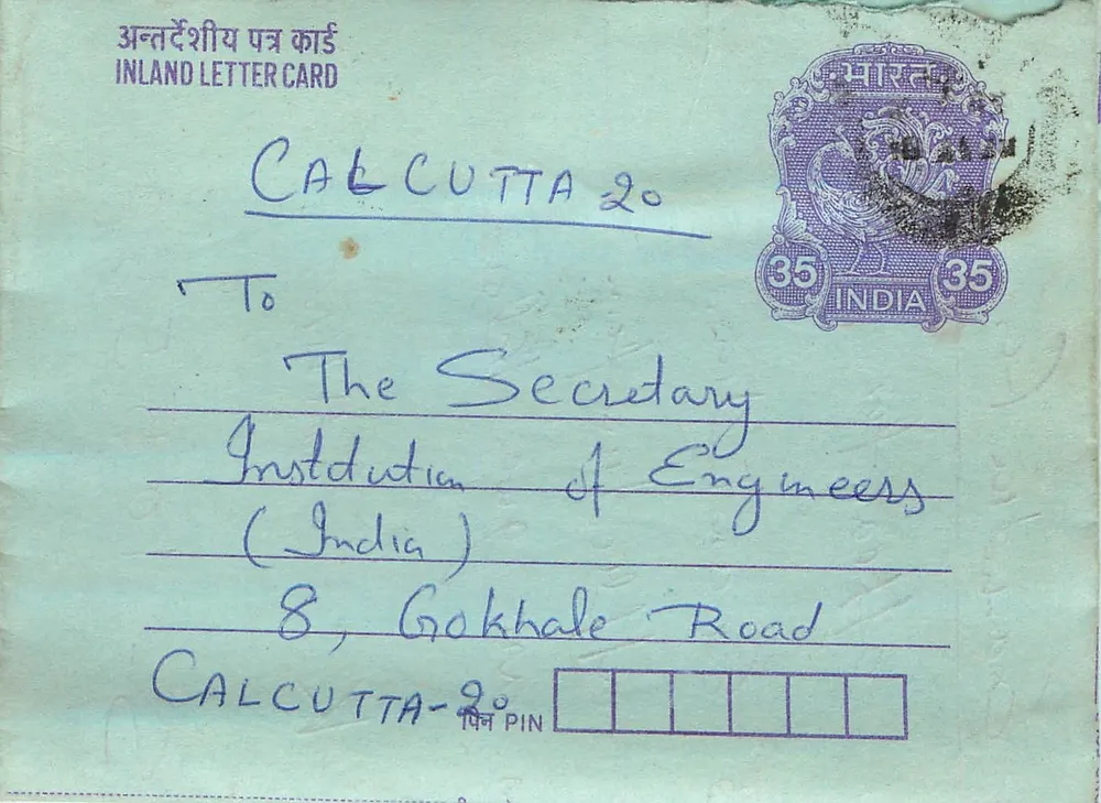 Carta postal interior indiana — Calcutta — editor não visível - Frente