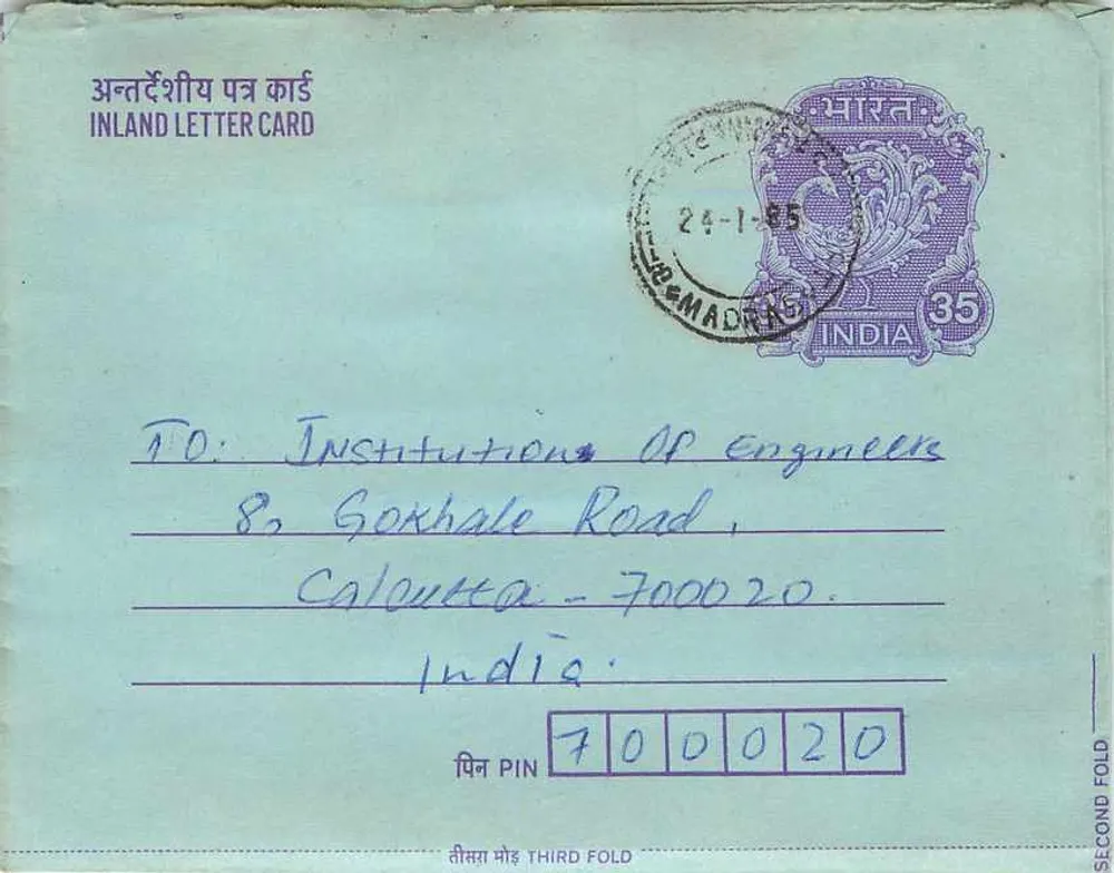 Carta postal interior indiana — Gandhi — editor não visível - Frente