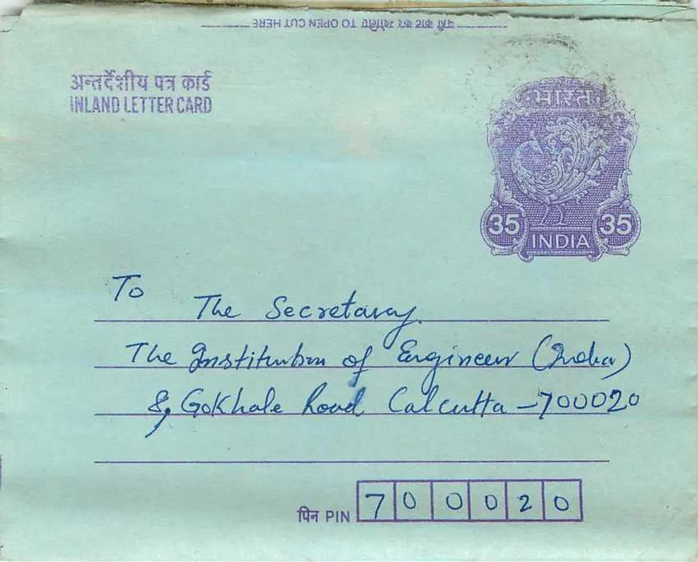Carta postal interna indiana — mensagem contra a untouchabilidade — editor não visível - Frente