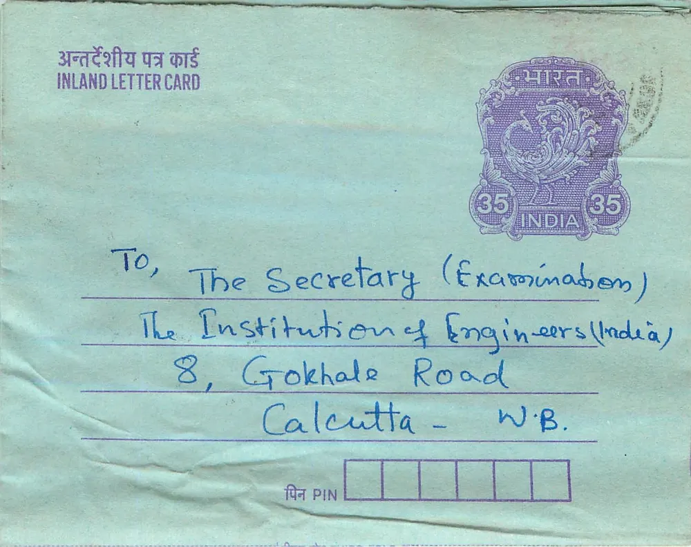 Carta postal interior indiana — texto anti-untouchabilidade — selo de 35 annas — carimbo de Calcutta - Frente
