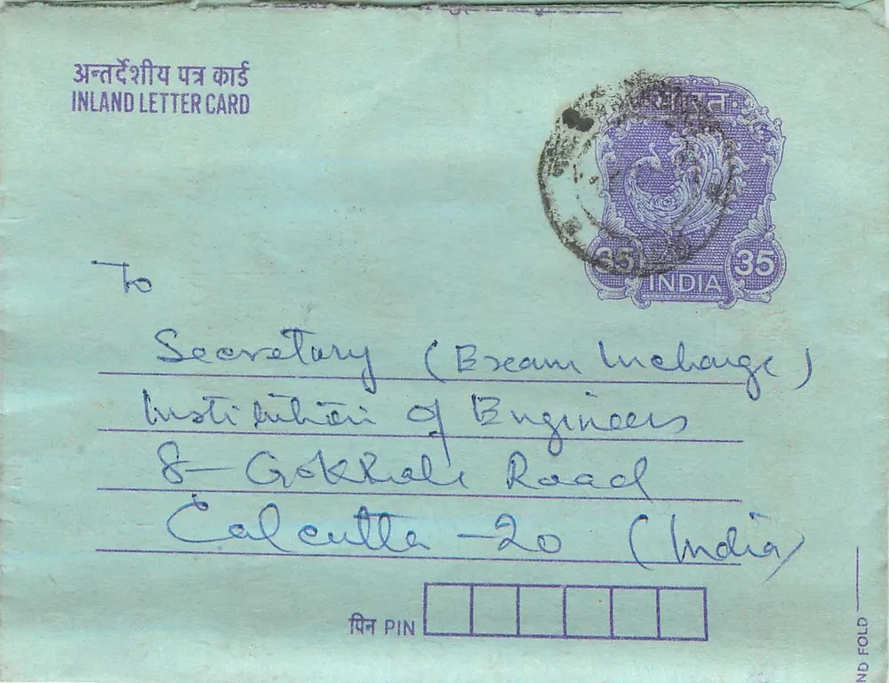Carta postal interior indiana — texto sobre Gandhi — editor: India Post - Frente