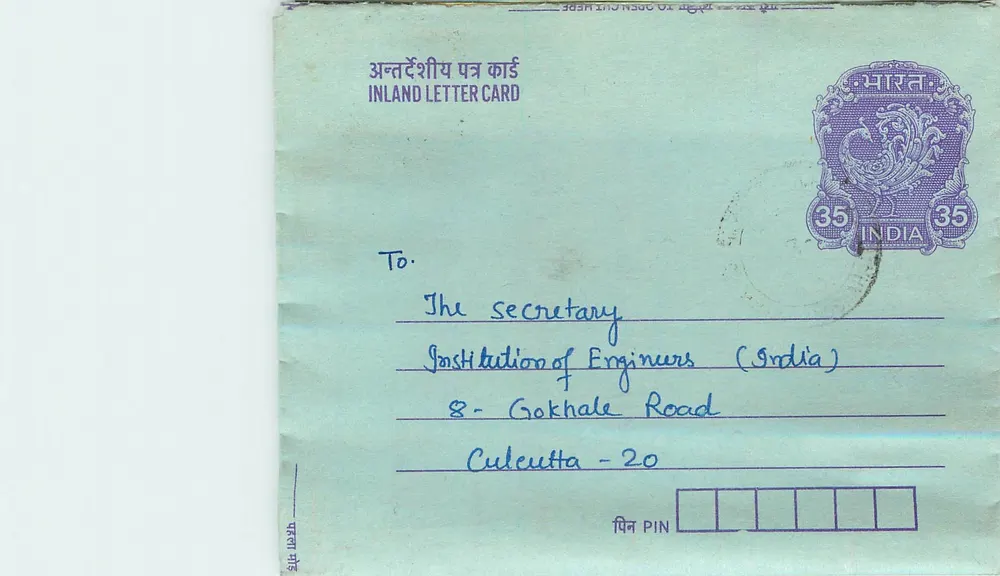 Carta postal interior indiana — Gandhi — 35 p. — H. P. Chaudhry - Frente