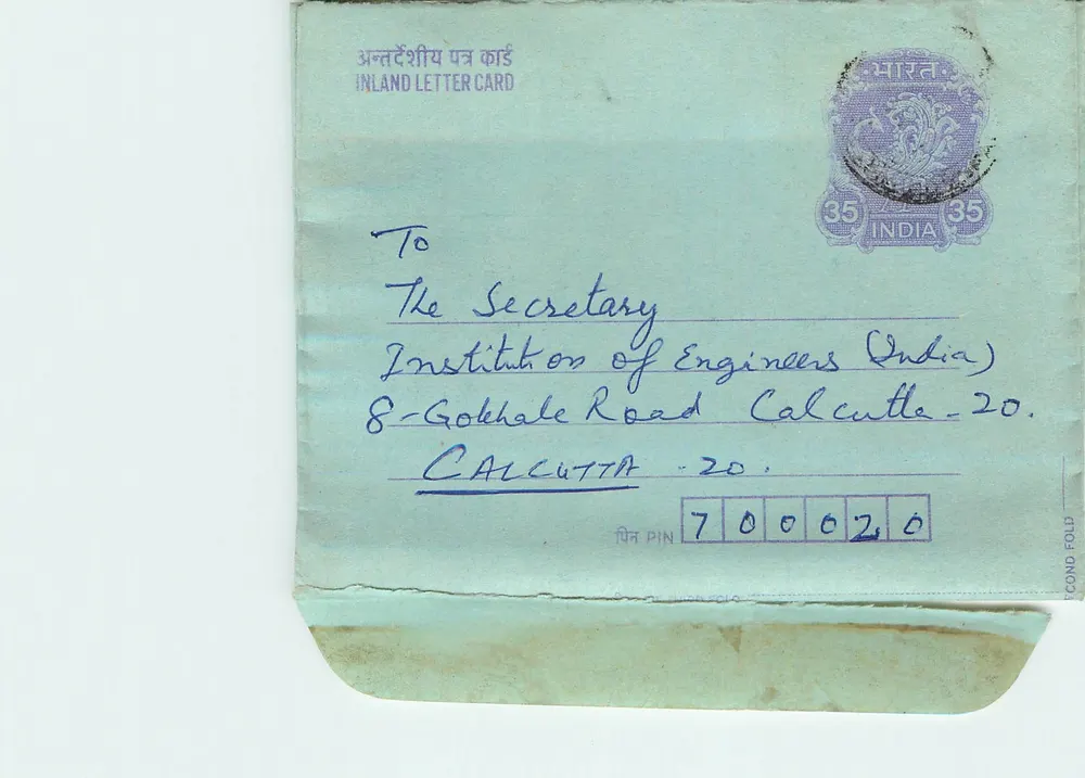 Carta postal interior — Calcutta — editor não visível - Frente