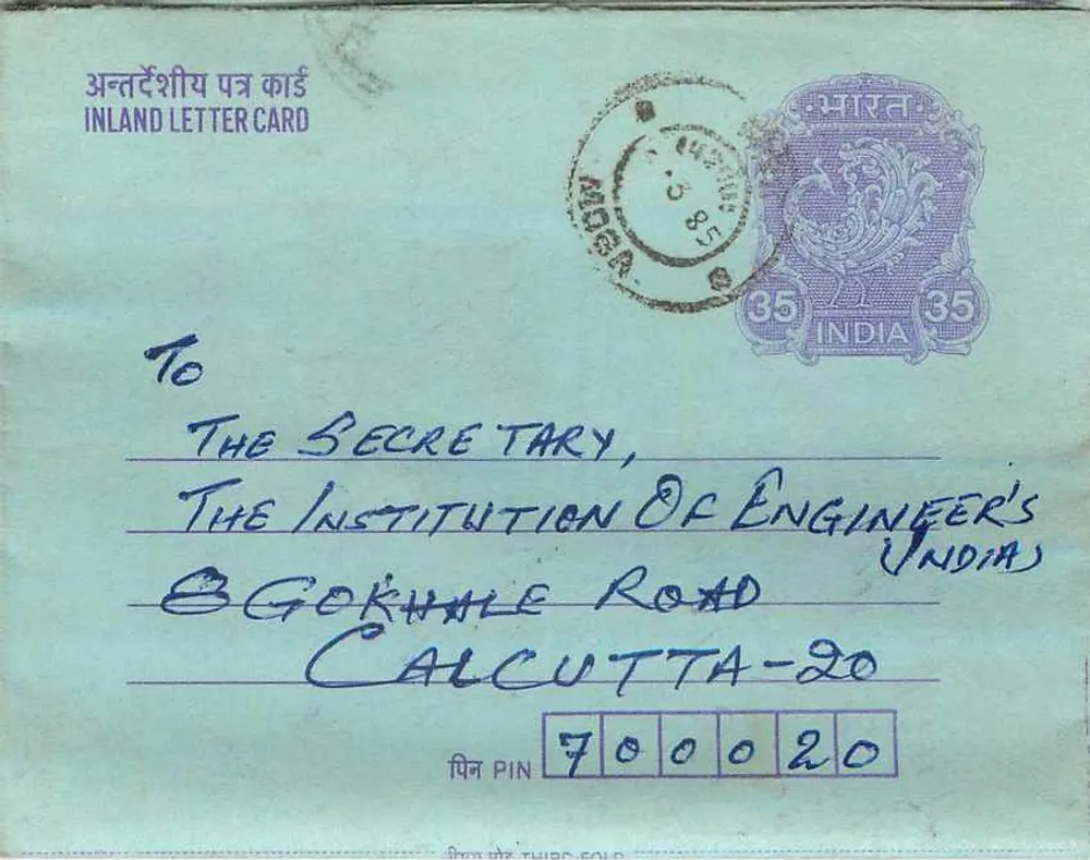 Carta postal interna indiana — Gandhi — texto contra a untouchabilidade — selo 35 anos - Frente
