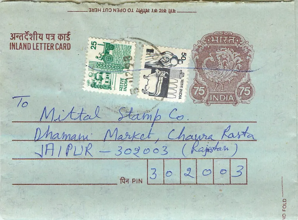 Carta postal interior indiana — Dhamam Market, Jaipur — editor não visível - Frente