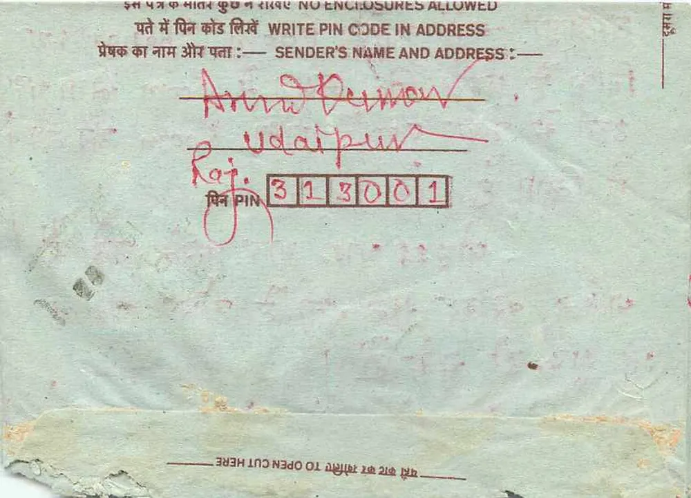 Carta postal interior indiana — editor não visível — número de série não visível - Verso