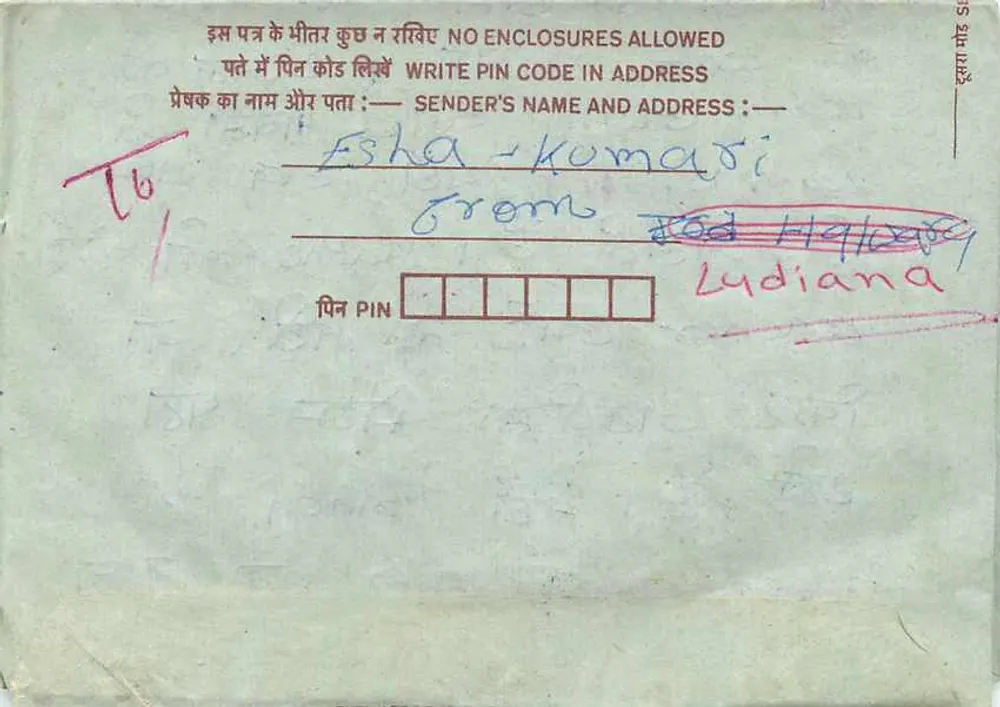 Ludhiana — Carta postal interna indiana — editor não visível - Verso