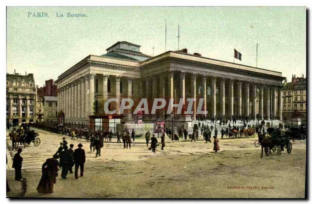 Paris. A Bolsa — vista do edifício com colunatas — Neuruzin & Fils, Fotógrafo - Frente