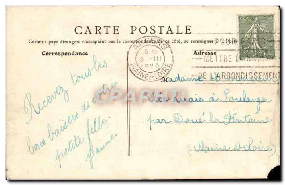 Environs d'Angers - Les Ponts de Cé - ancien Château du Roi René, actuellement Caserne de Gendarmerie — F. Duvivier, édit., Angers - Verso