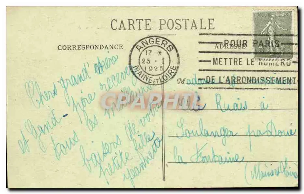 Angers — Boulevard do Castelo — A. B. - Verso