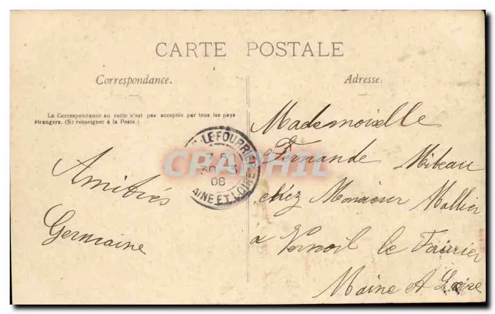 Angers — Vue générale du Jardin des Plantes — éditeur non visible, n° de série 3 - Verso