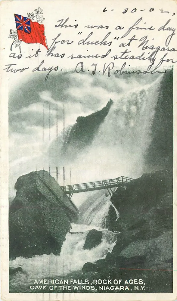 American Falls, Rock of Ages, Cave of the Winds, Niagara, N.Y. — datierte Karte 6-30-02 — Verlag nicht sichtbar - Vorderseite