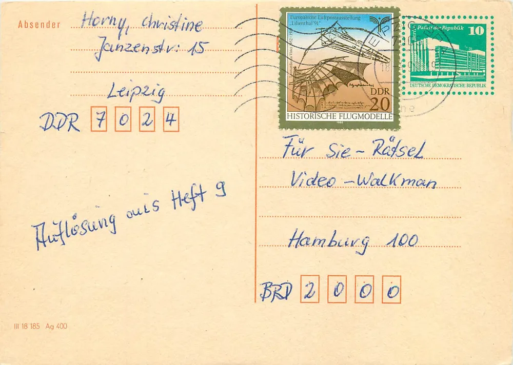 Ansichtskarte aus Leipzig — Luftschau Lilienthal 1961 — Verlag III 18 185 Ag 400 - Vorderseite
