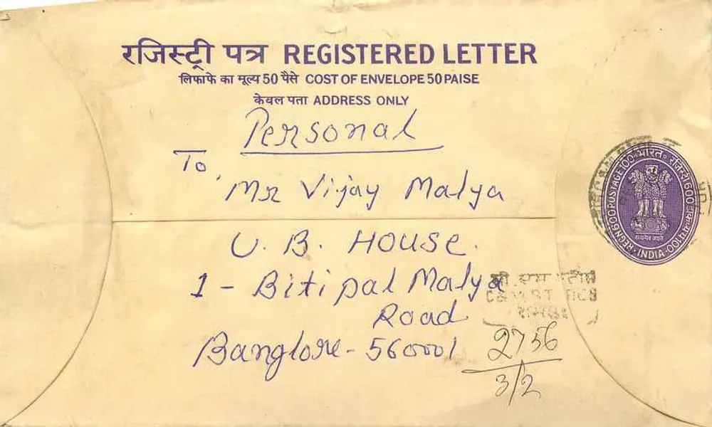 Bangalore - Enveloppe recommandée — poste indienne - Recto