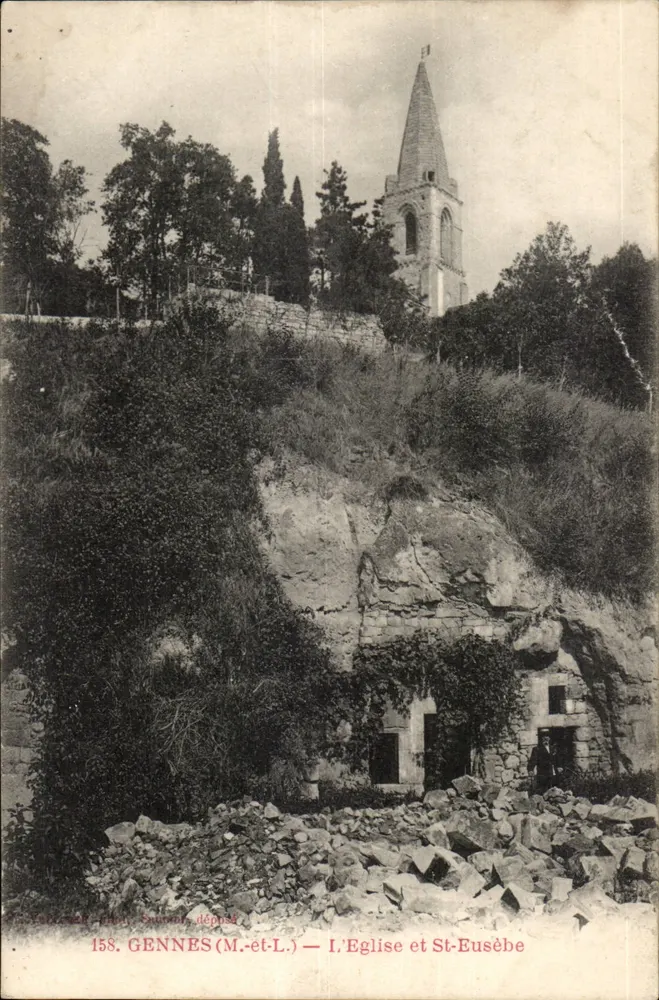Gennnes (M.-et-L.) — A Igreja e São Eusébio — Editor: Andréan, Lyon, n° 158 - Frente