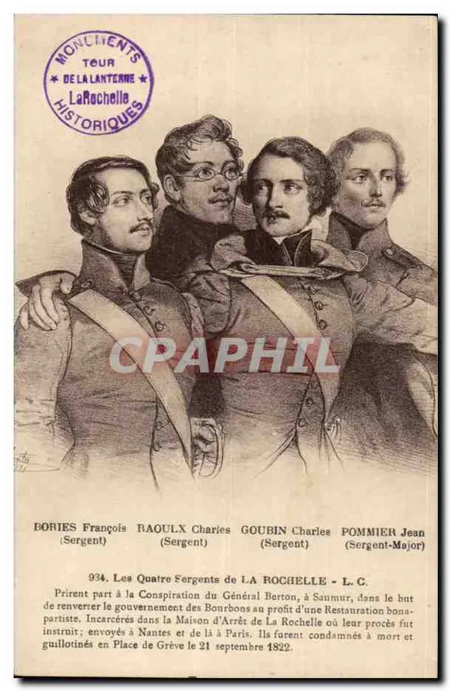 Les Quatre Sergents de La Rochelle — Conspiration du Général Berton — Éditions de La Lanterne - Recto
