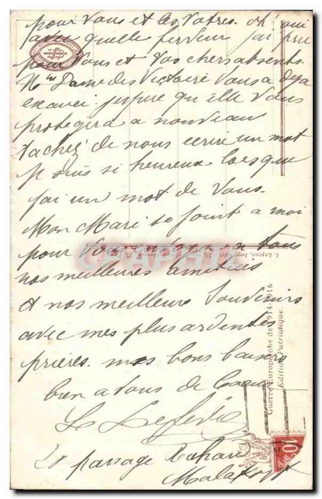 Schutzengel — für die kleinen Flüchtlinge der Artois — VISE PARIS 2433 bis - Rückseite