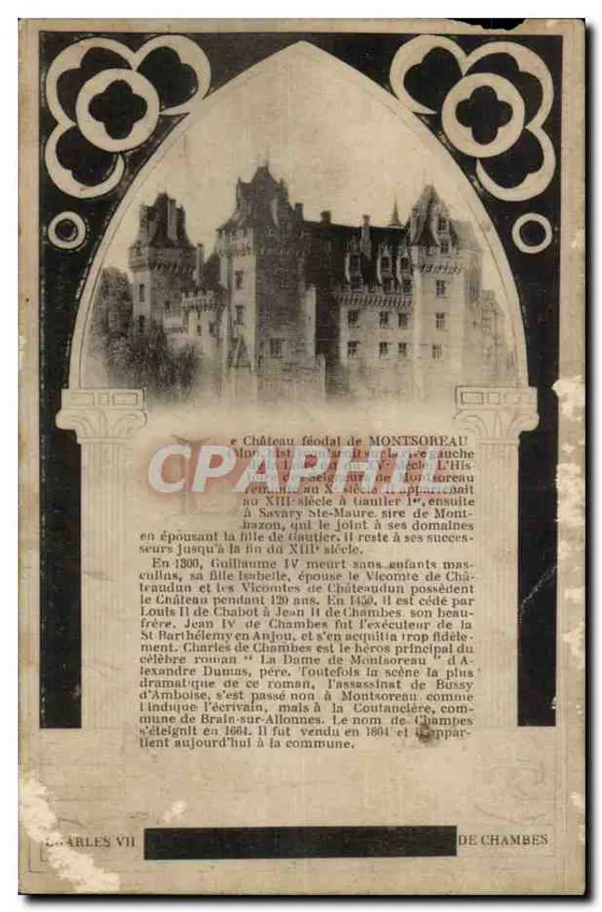 Castelo feudal de Montsoreau — História e lenda — Editor: Arles VII, número de série: DE CHAMBES - Frente