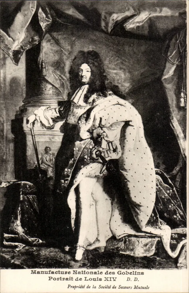 Porträt von Ludwig XIV — Nationale Gobelins-Manufaktur — D.D. — Eigentum der Genossenschaft für gegenseitige Hilfe - Vorderseite