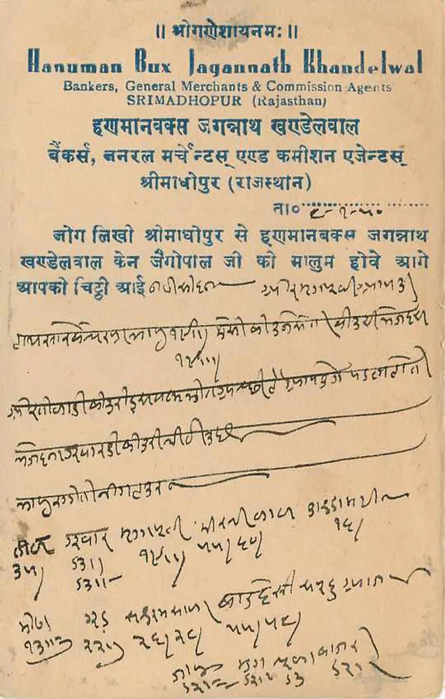 जैपुर स्टेट — आधिकारिक पोस्टकार्ड — एडिटर जैपुर स्टेट, श्रृंखला संख्या अदृश्य - पीछे