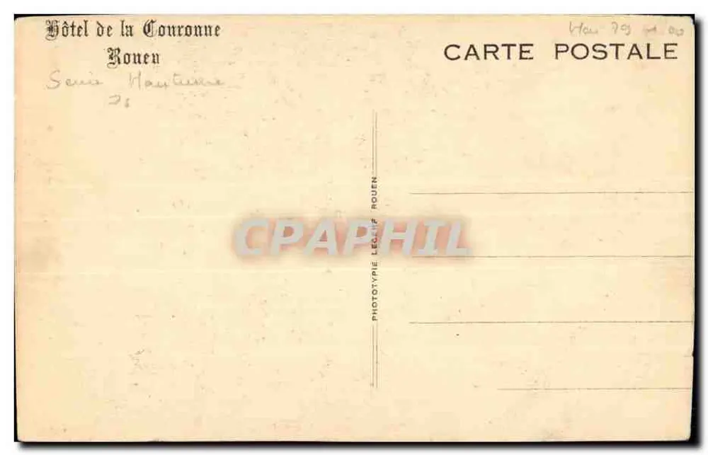 Hôtel de la Couronne — Rouen — Fototipia Léglif - Achterkant