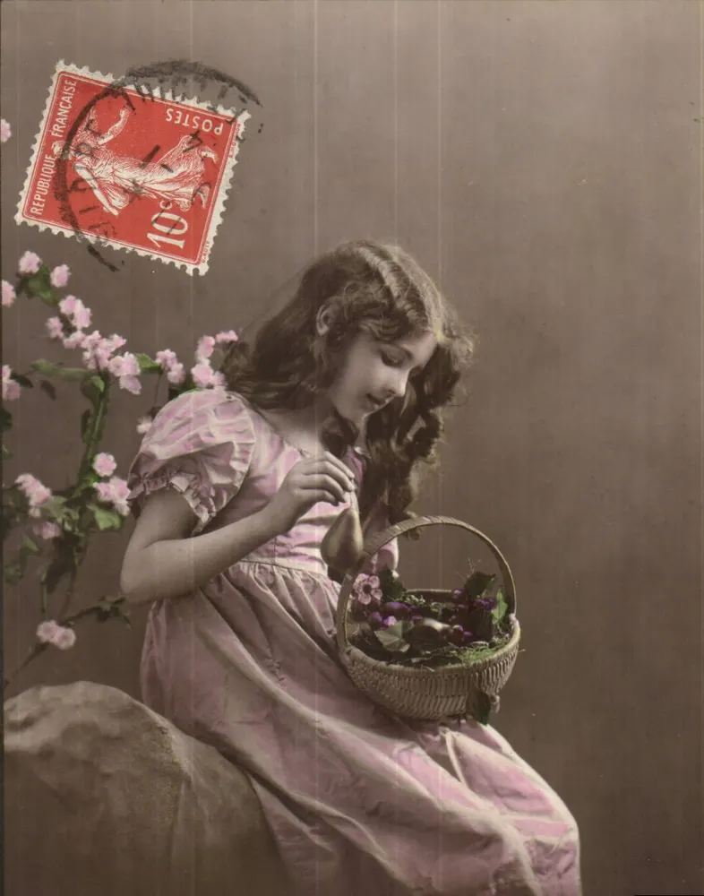 Fille avec panier de fruits — République Française — timbre 10c - Recto