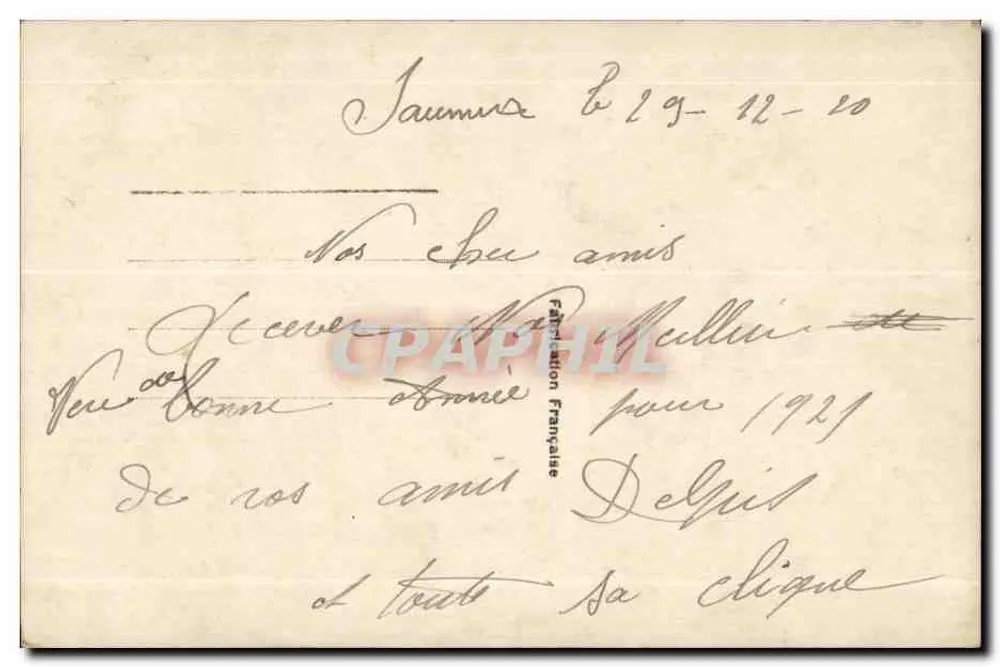 Homme en costume et chapeau — tenant un bouquet — texte 'Heureuse Année' — éditeur REX n°1142 - Verso