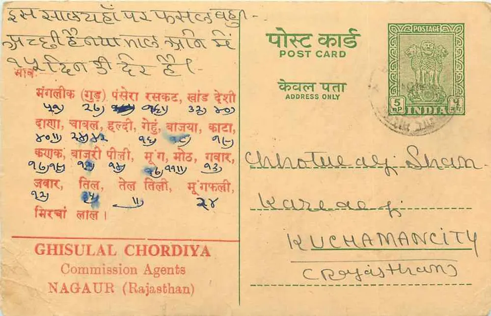 Ghislulal Chordiya — Commission Agents, Nagaour (Rajasthan) — Postcard - Voorkant