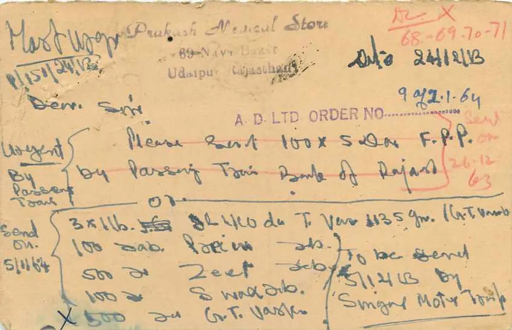 Bestelling van farmaceutische producten — A.D. Ltd. Jaipur — 26 december 1963 - Achterkant